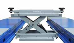 This alignment scissor lift has the added advantage of having the built in secondary, wheel free scissor lift.