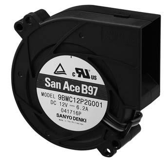 Blower DC Fan 92 33 mm San Ace B97 9BMC type The 92 33 mm Blower is used in various applications including servers, power supplies, and printers.