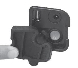 Switching ON/OFF is by way of a switch on the front left-hand side, which lies under a rubber cover (Fig.18 ) Remember to swith OFF when not in use as this may drain the battery 2.