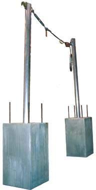 7400211 CLAMP-ON VERTICAL BASE Zinc-plated steel construction, clamps to existing vertical steel and concrete structures.