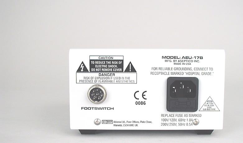 Fig.1 - Setup FOOT CONTROL ELECTRONIC CONTROL CONSOLE 2. Attach the remote power cord to the back of the console and plug into a grounded electrical receptacle (see Figure 2). 3.