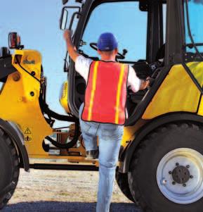 Getting into and out of the loader is safe and comfortable. Two solid grab handles grant a firm hold when climbing the single step taking you to the cab.