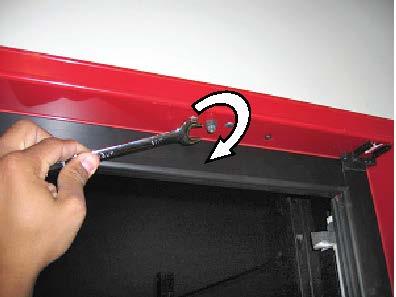 Relocate and install the hold-open shoulder bolts into the opposite hold-open mount of the same door frame. Refer to figure (F) E F 10.