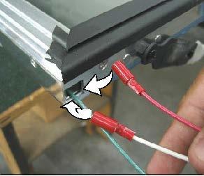 Thread the wires through the rail to the access opening. Refer to figure (C) A B C 6.