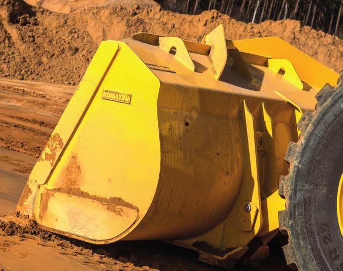 Buckets and Attachments High efficiency bucket range The Komatsu high efficiency buckets enable easier bucket fill and significantly higher fill factors, contributing to more efficiency and less fuel