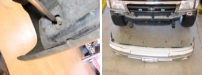 5.) Remove driver and passenger side bumper rear mounts using a 12mm socket.