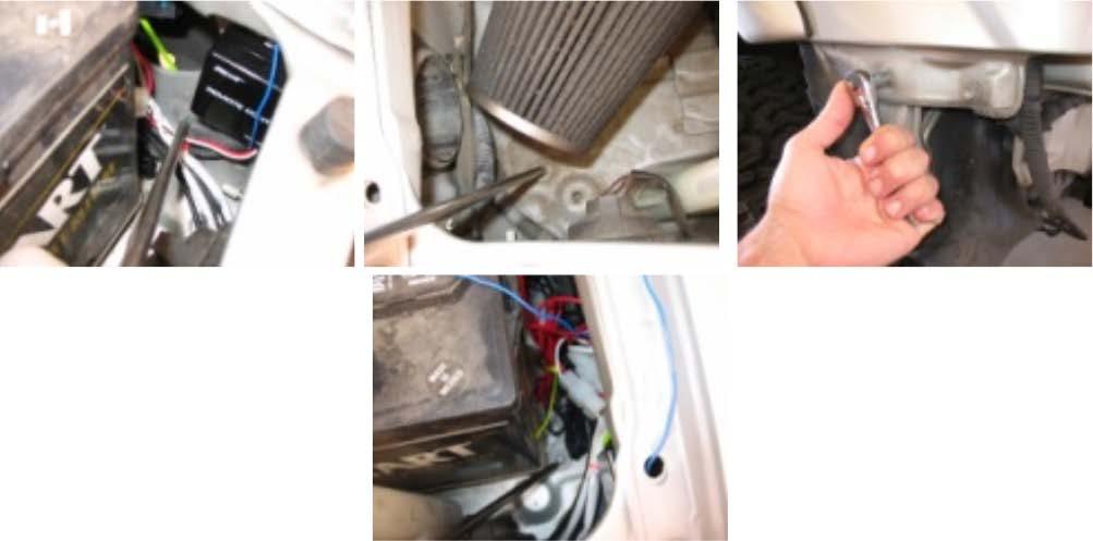 It is not necessary to remove the battery. 9.) Next trim the inner fender well splash guards. To do this, use a ruler and fine tipped marker to draw cut line as per photos. 10.