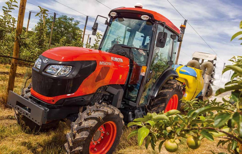 Narrow width Specifically designed for work in vineyards, orchards, and other narrow job sites, the M5001N Series are just 48 wide with standard tires.
