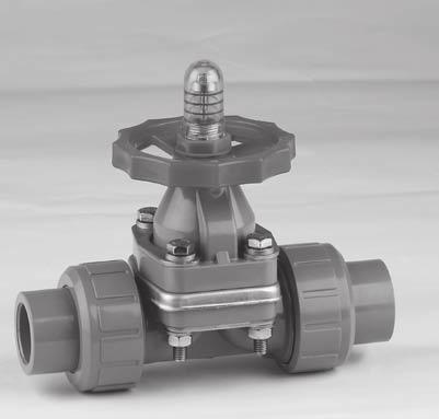 Dab Series Diaphragm Valves (True Union) cont. All DAB Series Diaphragm Valves are assembled with silicone free lubricant and a highly visible, beacon type position indicator.