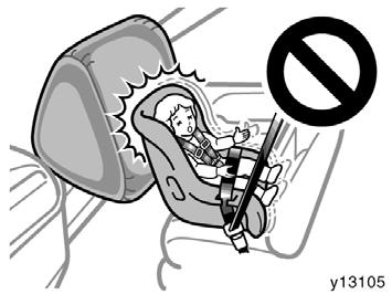 Move seat fully back Never put a rear facing child restraint system on the front seat because the force of the rapid inflation of the passenger airbag can cause death or