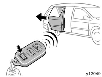 The wireless remote control system allows you to lock or unlock all the doors from a distance within approximately 1 m (3 ft.) of the vehicle.