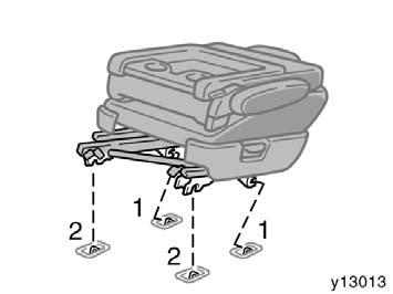 Adjusting third seats NOTICE Avoid putting heavy loads on the removed seat. The metallic tips of the seat legs may be damaged and the seat cannot be reinstalled. To reinstall the second seat, do this.