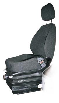 productivity. Cloth covered high-back bucket seat features: Low frequency mechanical suspension, with helical springs and double acting hydraulic dampers. An air suspension fabric seat is optional.