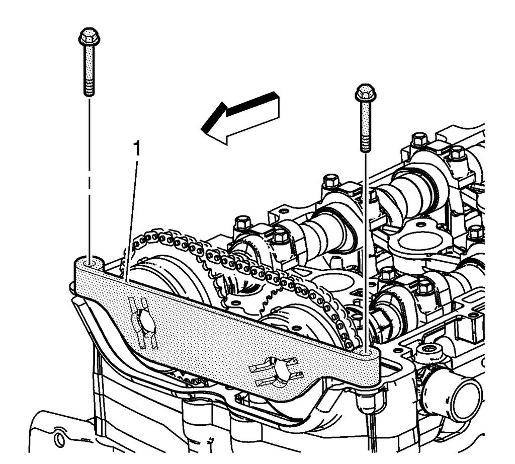 26. Install EN-48953 locking tool (1) and tighten the bolts into the cylinder head to 10 [n-m] (89 lb in). 27.