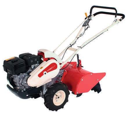 > Professional cast iron engine > Remote switch-stop > 4 monobloc forged steel tines (10 blades + 2 cleaners) > Reinforced chassis > Height adjustable handlebar > Mechanical gearbox transmission -