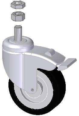 100 SET WHEEL WITHOUT BRAKE PRO Revolving wheel without brake + DIN 934 Nut