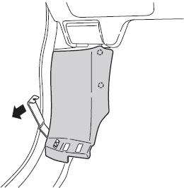 VEHICLE PARTS REMOVAL 1.Front kicking plate Fig.2 1) Front kicking plate (LH) removal Pull up Front kicking plate (LH) by hand, and disconnect pawls. Shown in Fig.2. b) Remove Front kicking plate (LH).