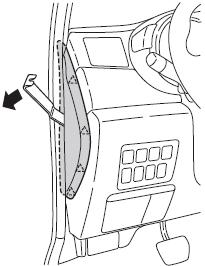 VEHICLE PARTS REMOVAL CONT'D 6.Instrument side finisher (LH) Fig.6 6) Instrument side finisher (LH) removal b) Apply masking tape to protect trim parts from scratches as shown in Fig 6.