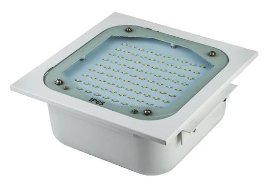 E 1495 Canlux is efficient, low glare, recessed / surface-mounted specially designed luminaire for lighting of filling stations and other canopies.