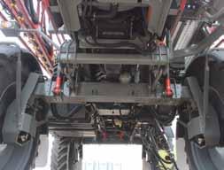 The under chassis crop clearance is 48" (4000) & 54" (5000) and the track width is hydraulically adjusted from 120" to 160".
