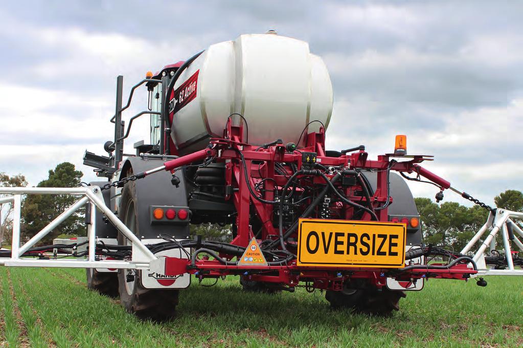 is traverses the field. Yaw is dampening through the patented nitrogen accumulated plunge cylinders in the end of the fold cylinders absorbing the energy from the boom while spraying and cornering.