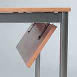 8" high Panel folds up and locks out of view, allowing for seating on modesty panel side of table. On folding rectangular tables, modesty panel can remain attached when table is folded.