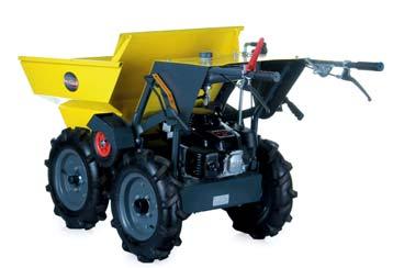 norm SAE J1349 - Robust design of the hopper and discharge system, better balanced and more weight compared with other machines on the market. - The Terrain Loader has a Honda engine of 5,5 Hp.