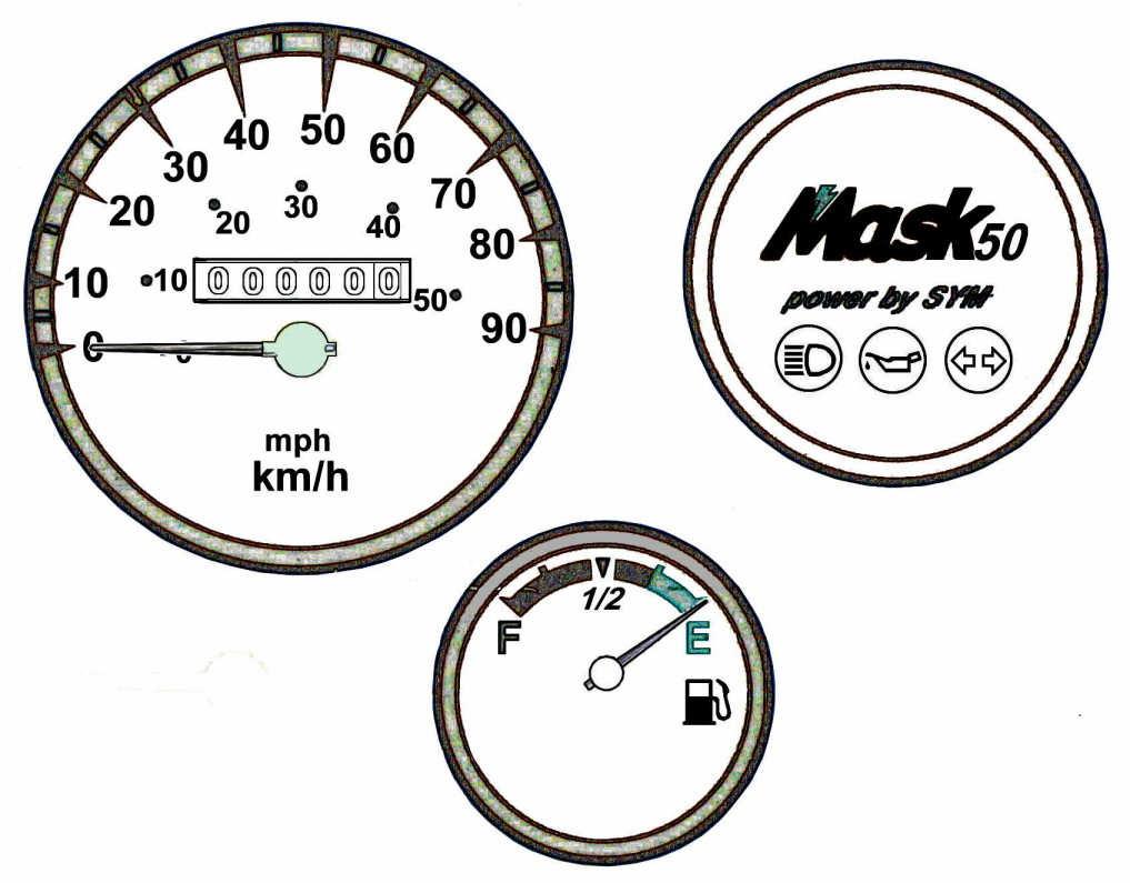 Light Model : MASK SERIES Speedometer High Bean Indicator Turn Signal