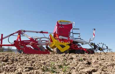 In addition, the PÖTTINGER seed drill can also be teamed up with a SYNKRO stubble cultivator, LION power harrow or FOX compact combination.