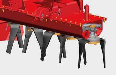from working loose The rotor driveline The gusset plate in the gear trough serves as additional reinforcement. The lower bearing is seated close to the rotor head for reduced stress.