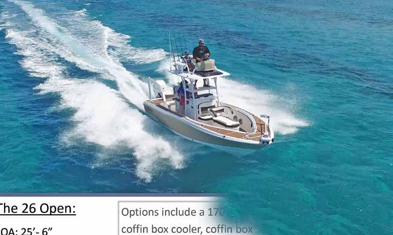Weight no motor: 4000 lbs Persons capacity: 9 Includes SeaStar Jack plate & two coolers Options
