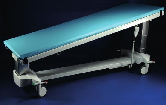 A 50 mm thick removable mattress provides for patients comfort; it can be easily removed. The fixed structure with adjustable legs is suitable for stationary use.