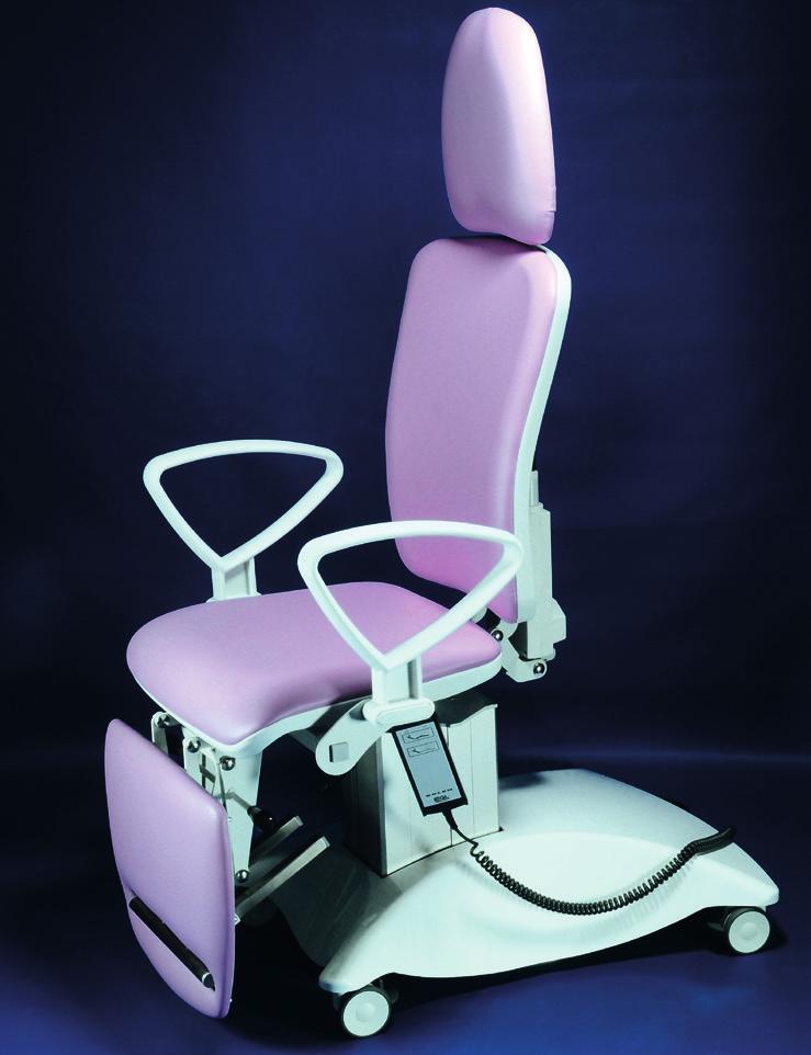 The four-segment operating surface with a width of 480 mm is covered with seamless artificial leather in a colour of your choice; it is divided into a head segment, a backrest, a seat and a leg