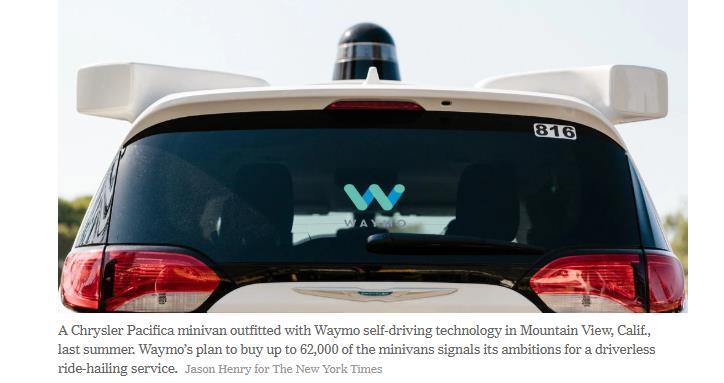 Headline Waymo (Google) to Buy Up to 62,000 Chrysler Minivans for Ride-Hailing