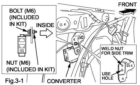 (1) Remove 2 bolts from seat back lever and leave the cable attached. Wrap in cloth. (Fig. 2-10) (2) Upon reassembly, tighten the bolt with 18.0 N m [160 lbf in] of torque. (Fig. 2-10) Fig. 2-10 3.
