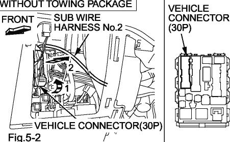 Sub wire harness No. 2 installation (a) Without towing package only (b).