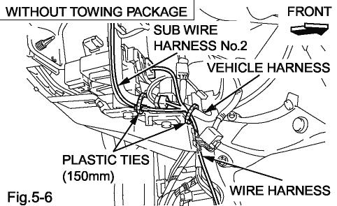 (i) Without towing package only (j). (j) Securing sub wire harness No. 2.