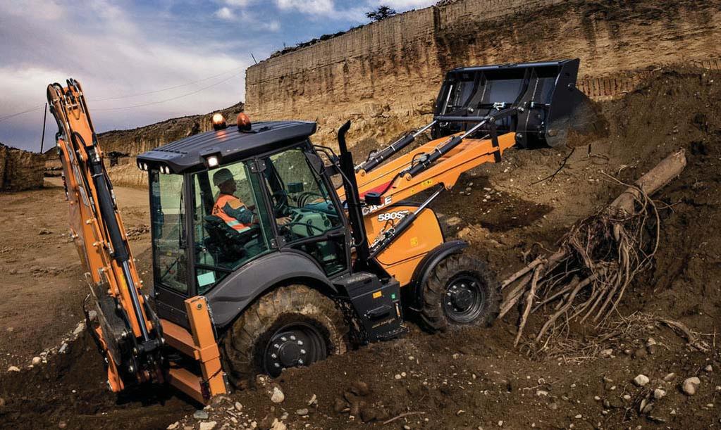 LOADER: STRAIGHT TO PERFORMANCE ABOVE ANY LIMIT Top loading reach, lowest maintenance costs For the professionals requiring very high tipping height or for those working mainly with the backhoe, the