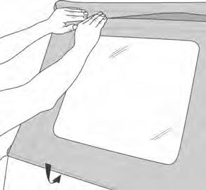 Secure Quarter Window Install Tailgate Bar on Rear Window Close the zipper and slip the plastic along the bottom of the Side Window into the channel on the