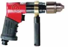 AIR TOOLS DRILLS NON-REVERSIBLE DRILLS 1/8" TO 3/8" CAPACITY For maintenance and general use 1/2 HP motor Light weight Triple idler planetary gears Double ball bearing supported spindle Teasing