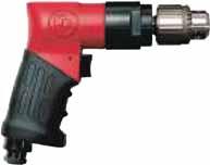 TG070 REVERSIBLE DRILLS 1/8" TO 1/2" CAPACITY For precision drilling, hole sawing, honing, countersinking, and reaming 1/2 HP reversible motor Variable speed Teasing throttle Jacobs chuck 1/4" (NPTF)