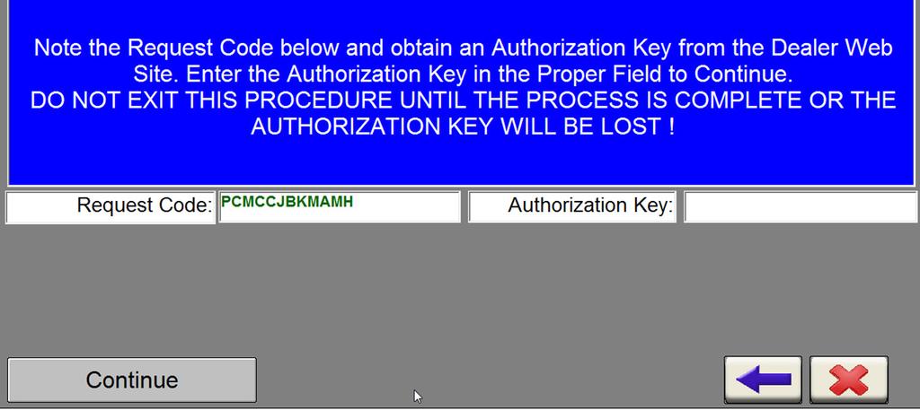 Using a web browser, go to the dealer reflash authorization web site. 10. Enter the code shown from Step 8. 11.