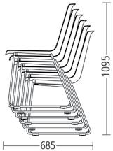 Meeting chair: Symmetrical frame; can be linked using additional linking elements. Café and meeting chair 6606 and 6608: Precision tubular steel frame, plastic glides.