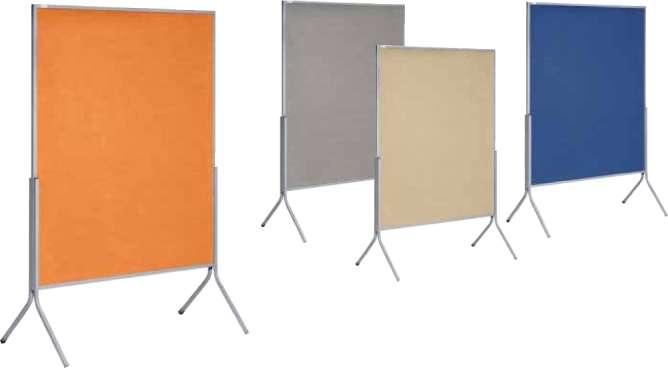 QUICK DELIVERY PROGRAM Gray Blue Beige Orange Display panel 17004 Display panel and pin board with stable caster base and steel frame.