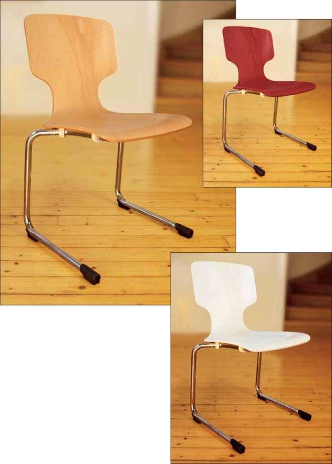 TUBULAR STEEL CHAIRS Surcharge Stained shell 4,00 / 4,76 Model 30122 Cantilever base frame, round steel tube 25 x 2 mm chrome-plated, shell A natural beech, plastic glides W/D/SH 53/47/45 cm 75,00 /