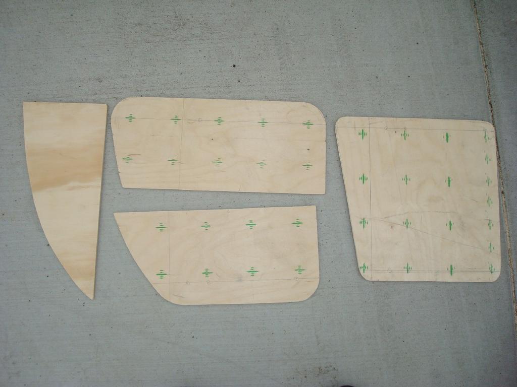 My plywood reinforcing for the transom became three pieces of ¼ inch plywood. The smallest one was to fill in for the foam thickness where it wasn't.
