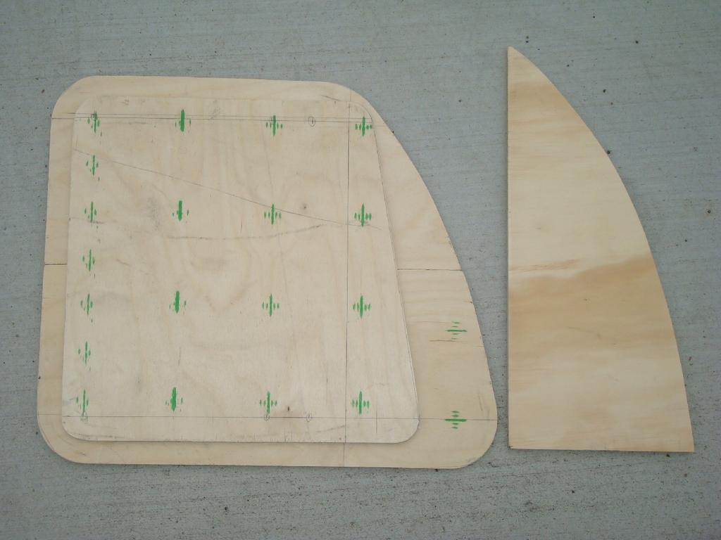 I had made to fit into the transom: Generally following David Scobie's process, I epoxied the plywood