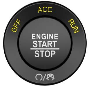 GETTING TO KNOW YOUR VEHICLE START/STOP Ignition Button The push button ignition can be placed in the following modes: OFF The engine is stopped. Some electrical devices (e.g. Central locking, alarm, etc.