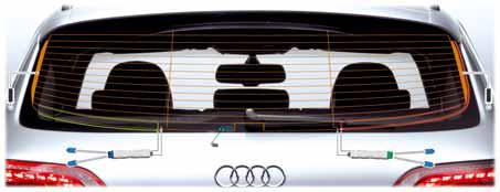 Infotainment Aerial system The aerials on the Audi Q5 are distributed among the rear window, the rear spoiler,