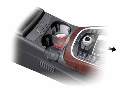 Air conditioning Heated cupholder Z105 The cupholder Z105 is heatable and coolable. It is installed in the centre console between the MMI control panel and the armrest.